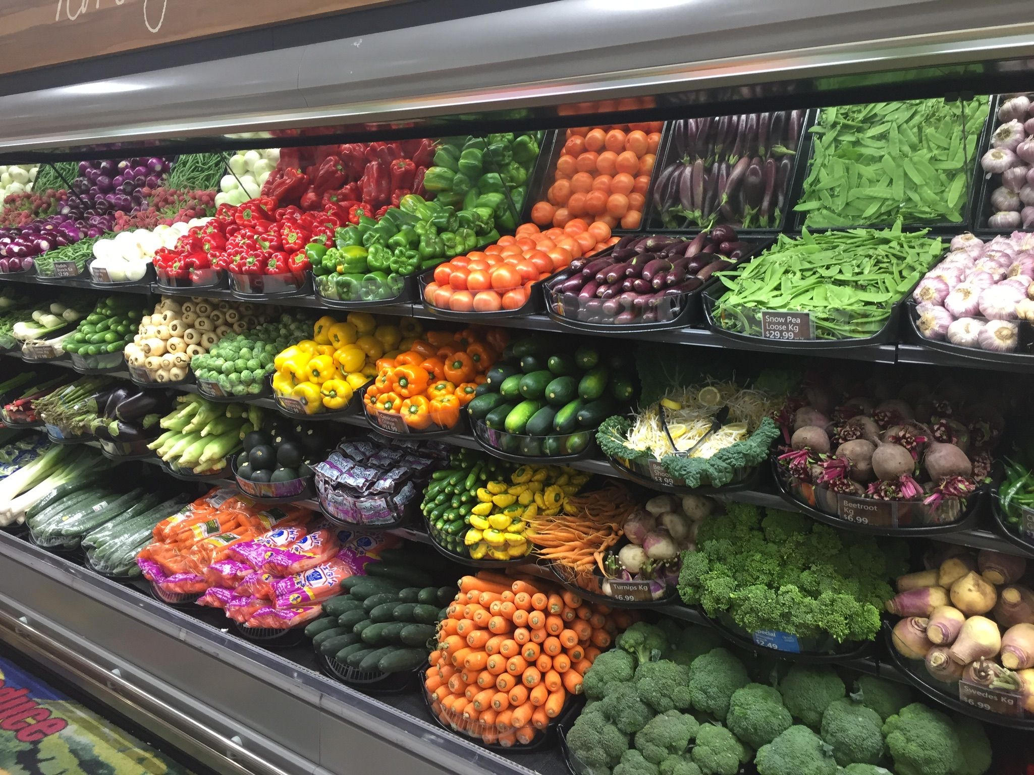 grocery produce on shelves